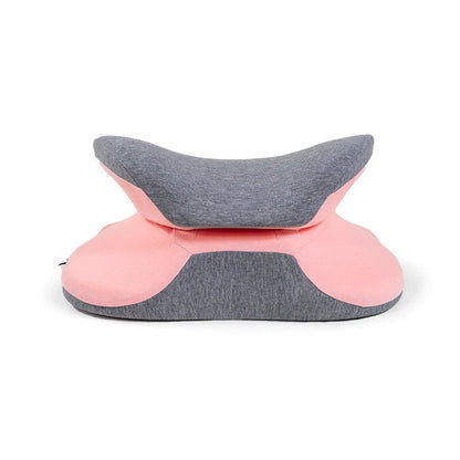 Ergonomic memory foam nap pillow in navy blue, fruit green, lemon yellow, and girlish pink