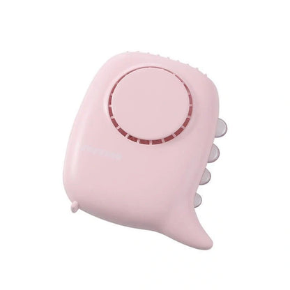 USB rechargeable mini fan in white, green, yellow, and pink with LED night light