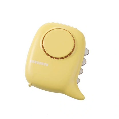 USB rechargeable mini fan in white, green, yellow, and pink with LED night light