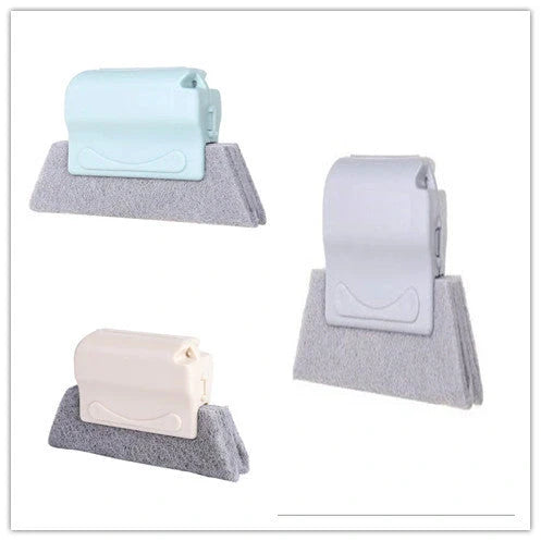Creative Window Groove Cleaning Gap Brush Slot Cleaner in beige, light grey, and blue