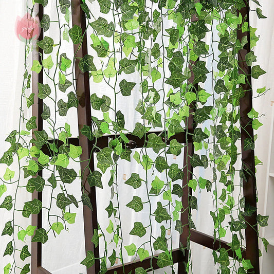 Elegant silk hanging foliage garland with lifelike green leaves for home, wedding, and garden decor
