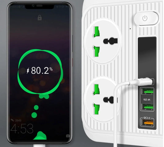 Smart Socket with TypeC PD 40W QC3.0 Fast Charging and 4 Power Sockets