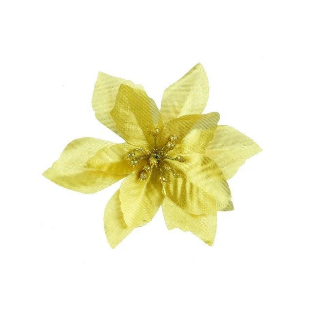 13cm artificial Christmas tree decoration flowers in assorted colours