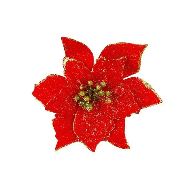 13cm artificial Christmas tree decoration flowers in assorted colours