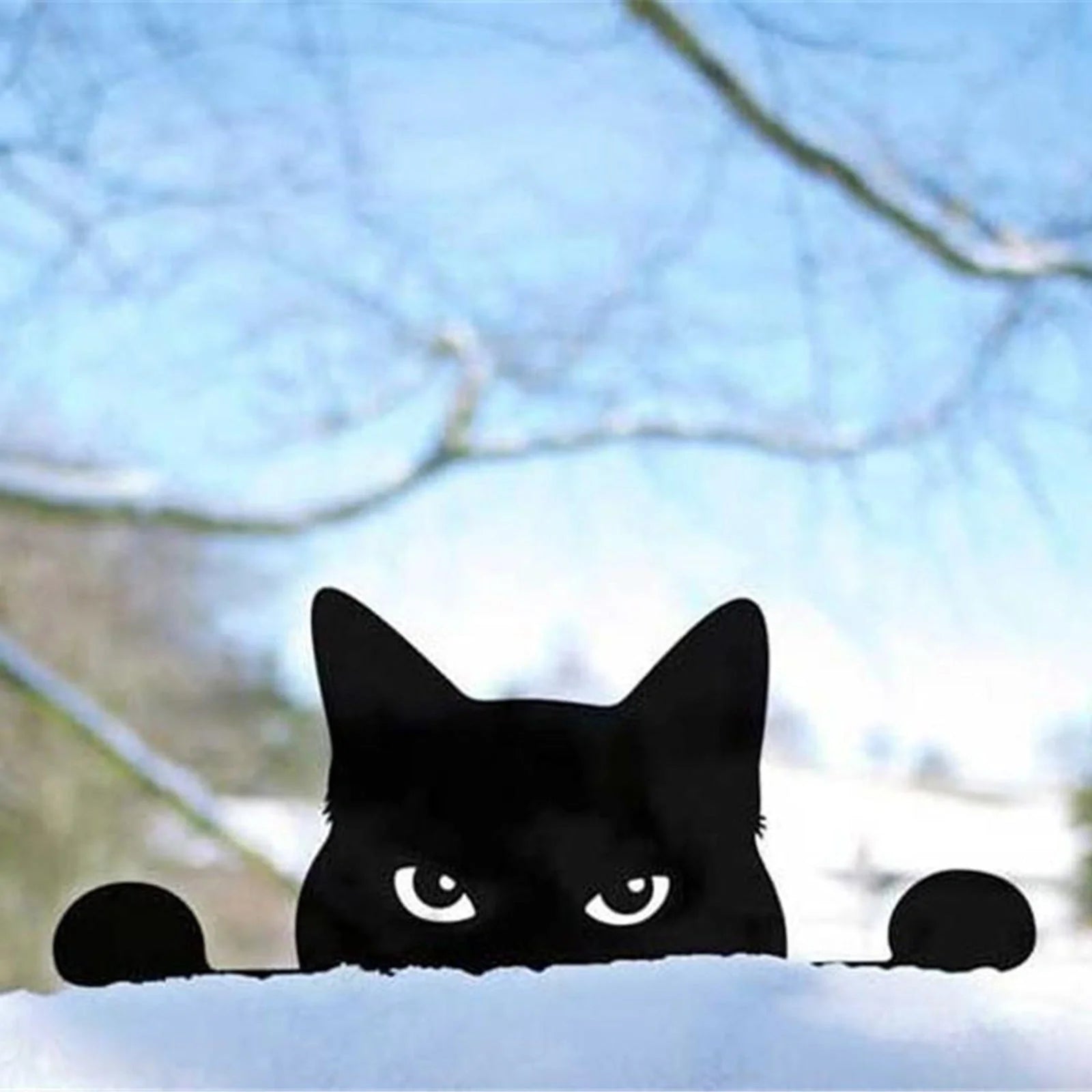 3D black cat outdoor garden fence decoration with natural appearance