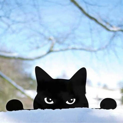 3D black cat outdoor garden fence decoration with natural appearance