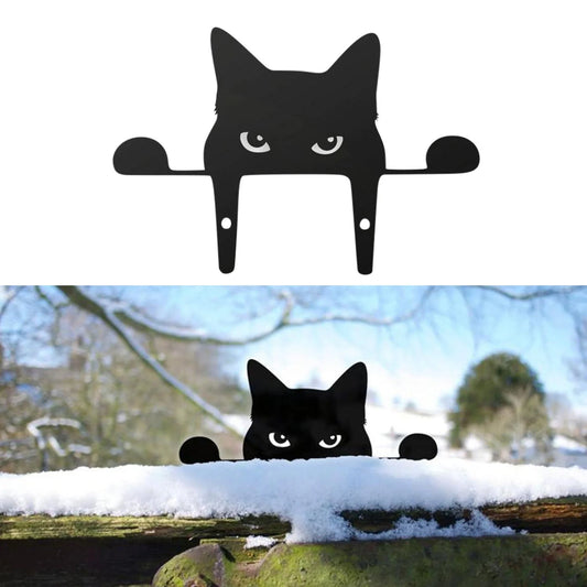 3D black cat outdoor garden fence decoration with natural appearance
