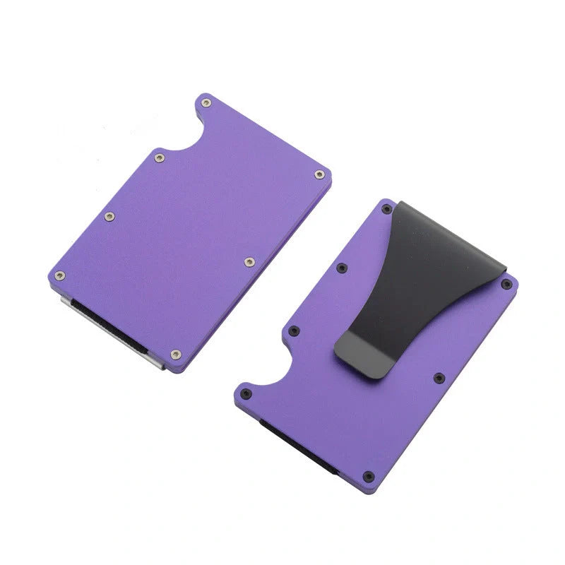 Sleek aluminium alloy card wallet with a minimalist, modern design and secure storage for up to 12 cards