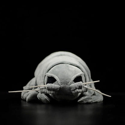 Realistic plush toy of the giant isopod, a deep-sea crustacean with a unique segmented body and armoured plates