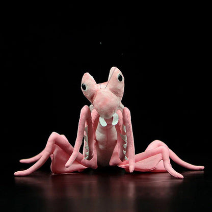Lifelike praying mantis plush toys in vibrant pink and green colours, perfect for imaginative play and nature exploration