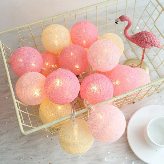 Charming cotton thread ball LED lantern lights with warm, twinkling illumination for cosy home decor