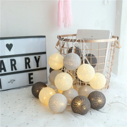 Charming cotton thread ball LED lantern lights with warm, twinkling illumination for cosy home decor