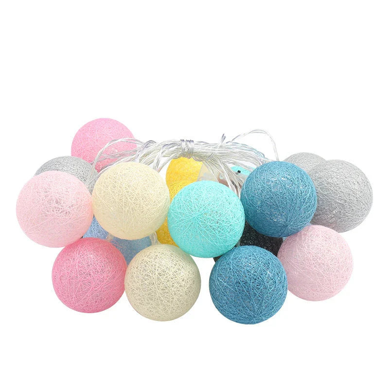 Charming cotton thread ball LED lantern lights with warm, twinkling illumination for cosy home decor