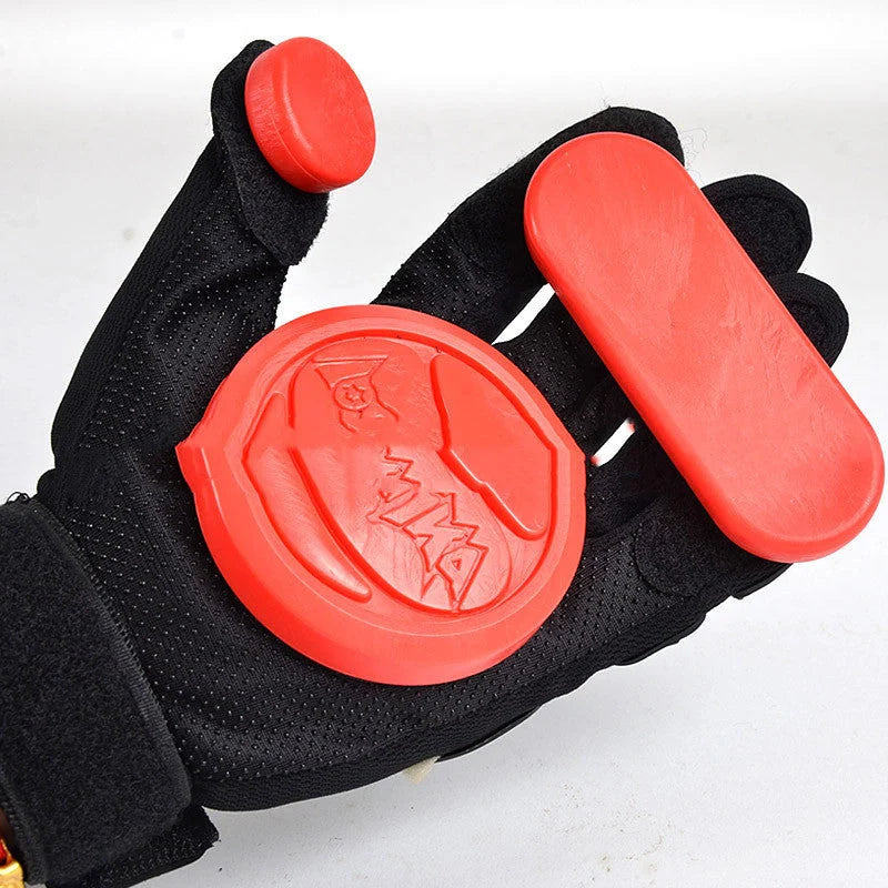 Downhill skateboard gloves with sliders for enhanced hand protection during skateboarding