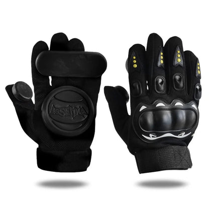 Downhill skateboard gloves with sliders for enhanced hand protection during skateboarding