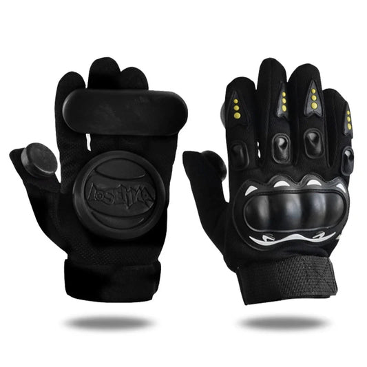 Downhill skateboard gloves with sliders for enhanced hand protection during skateboarding