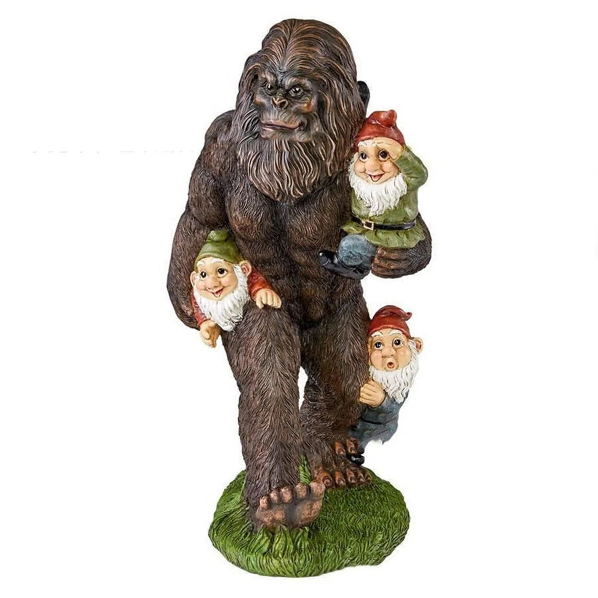 Cartoon-style gorilla resin garden ornament with bright hues