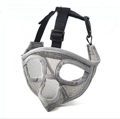 Adjustable breathable dog muzzle in various colours and sizes for flat-faced breeds like French Bulldogs