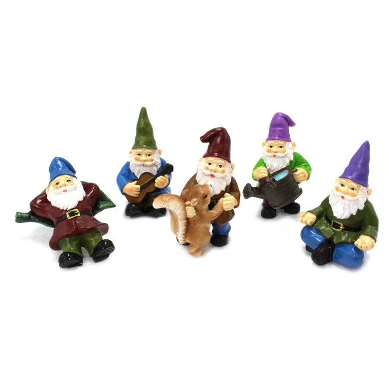 Colorful dwarf garden gnome plug-in with cartoon modelling, 20cm height