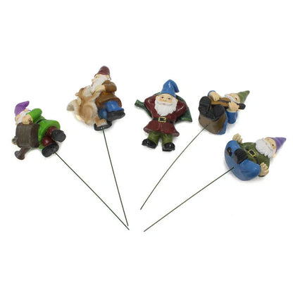Colorful dwarf garden gnome plug-in with cartoon modelling, 20cm height