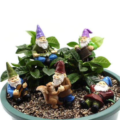 Colorful dwarf garden gnome plug-in with cartoon modelling, 20cm height