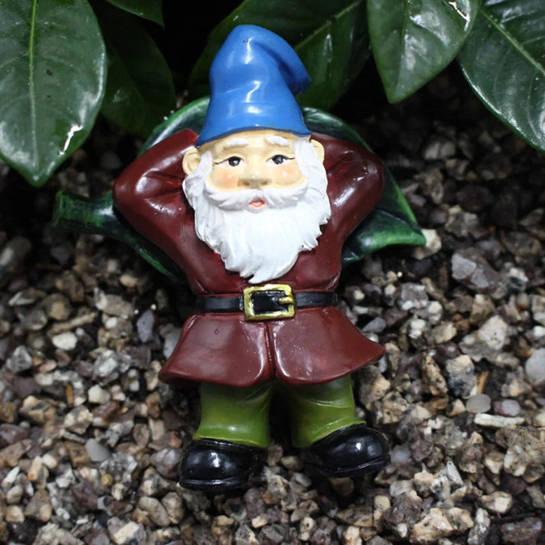 Colorful dwarf garden gnome plug-in with cartoon modelling, 20cm height