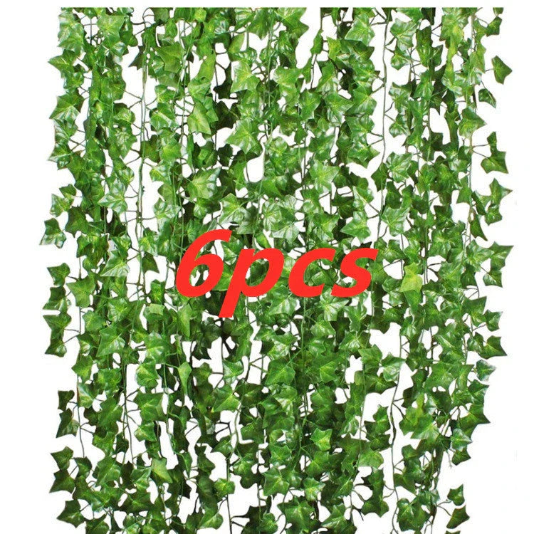 Elegant silk hanging foliage garland with lifelike green leaves for home, wedding, and garden decor