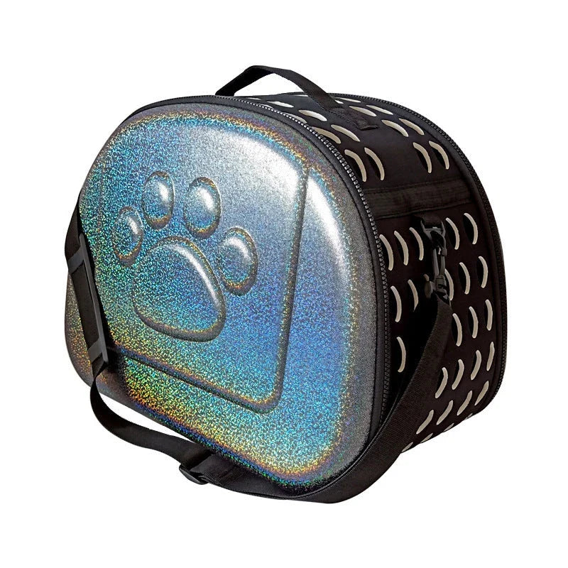 Versatile pet carrier bag made with durable EVA materials, featuring a foldable design and breathable mesh panels for your pet's comfort and safety.