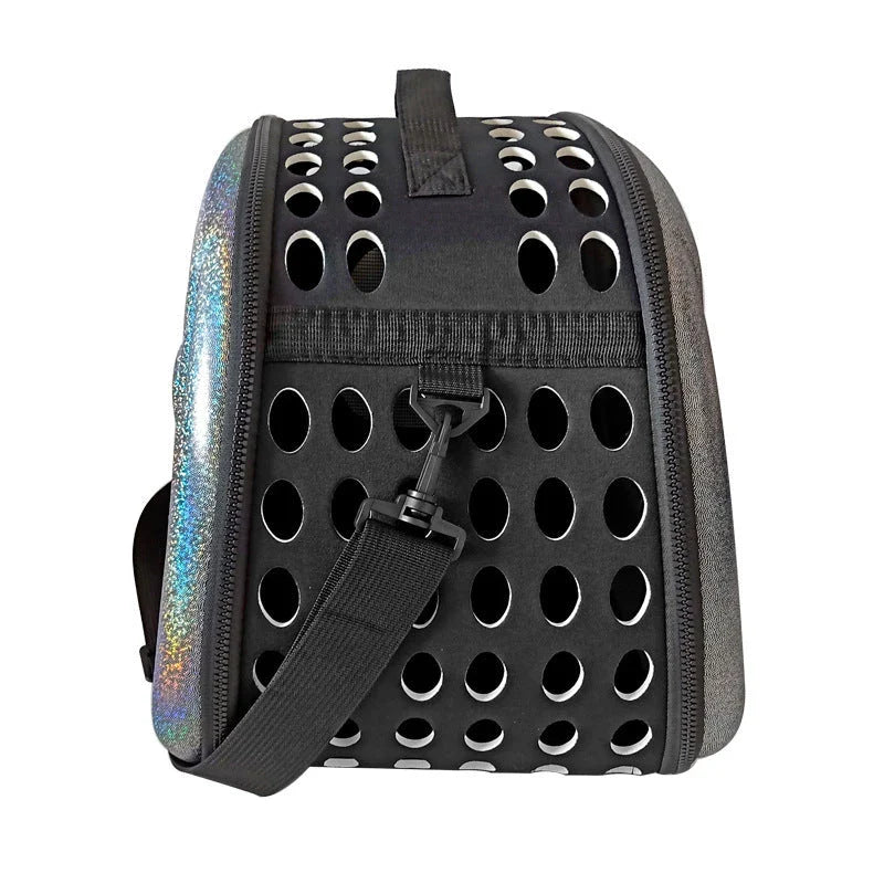 Versatile pet carrier bag made with durable EVA materials, featuring a foldable design and breathable mesh panels for your pet's comfort and safety.