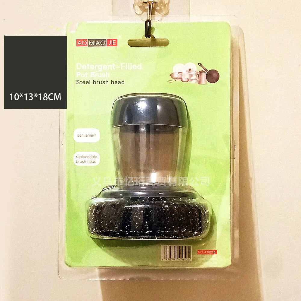 Premium Anti-Bacterial Kitchen Scrubbing Brush with Soap Dispenser - Rust-resistant, Durable, and Convenient Cleaning Tool
