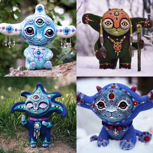 Enchanting handcrafted elf garden statue made of high-quality resin, featuring vivid colors and intricate details that bring a mythical creature to life in your outdoor oasis