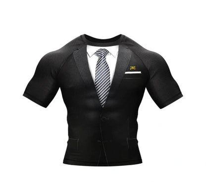 Tuxedo Rash Guard with XMARTIAL sleeve design - a sophisticated and functional water sports garment