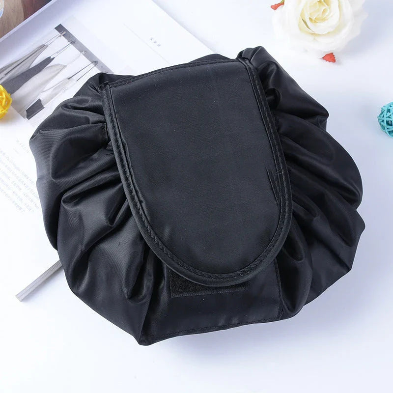 Stylish and practical cosmetic bag with multiple color and pattern options, featuring a drawstring closure and roomy interior for easy organization during travel.