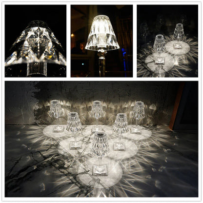 Elegant acrylic desk lamp with mesmerising prismatic lighting effects, perfect for enhancing the ambiance in any room.