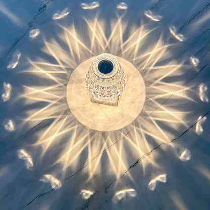 Elegant acrylic desk lamp with mesmerising prismatic lighting effects, perfect for enhancing the ambiance in any room.