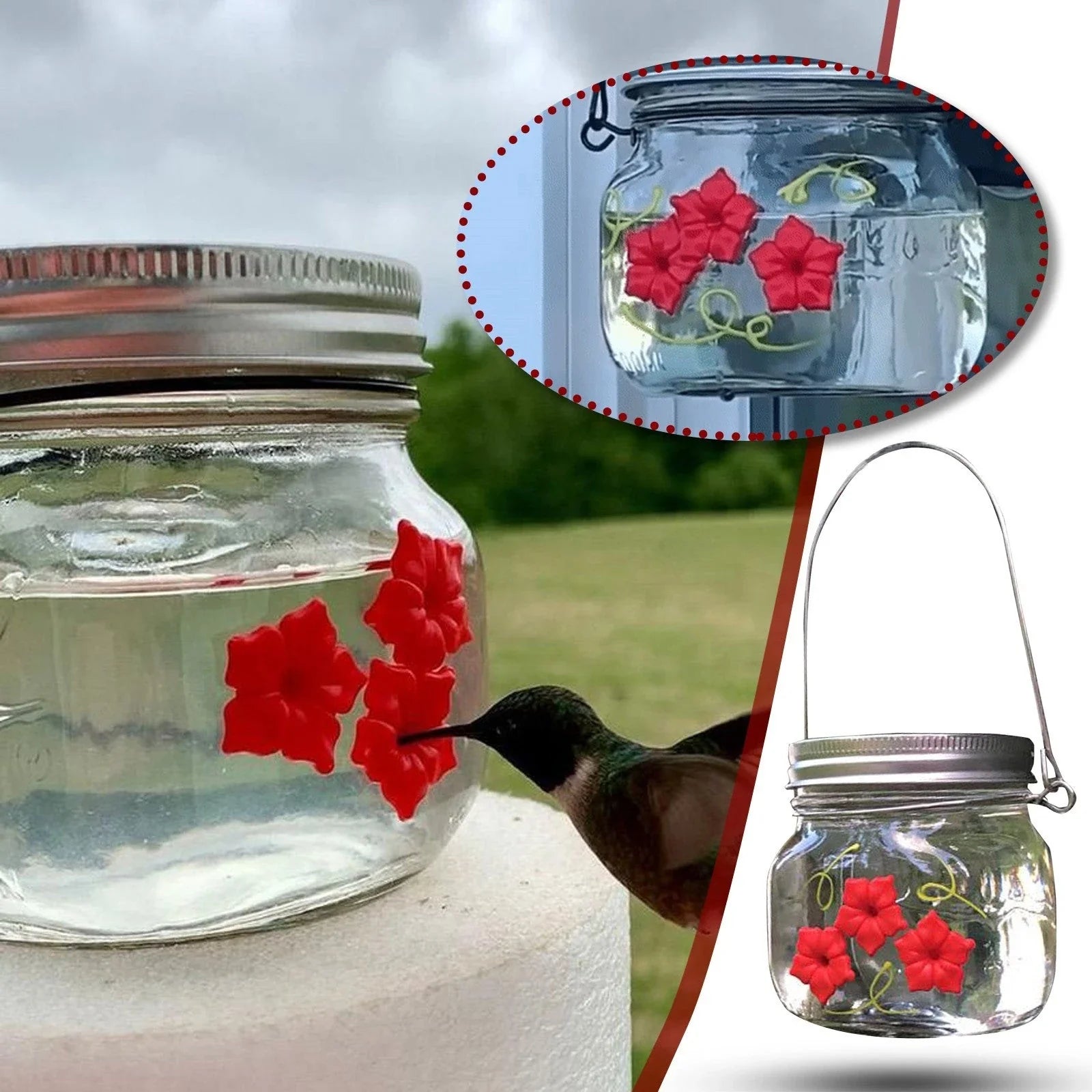 Elegant hummingbird feeder with flower-shaped design for attracting and feeding hummingbirds in the garden