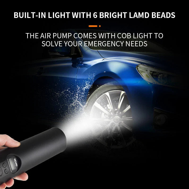 AUDEW Portable Cordless Tire Inflator with LCD Display, LED Lights, and High-Capacity Battery