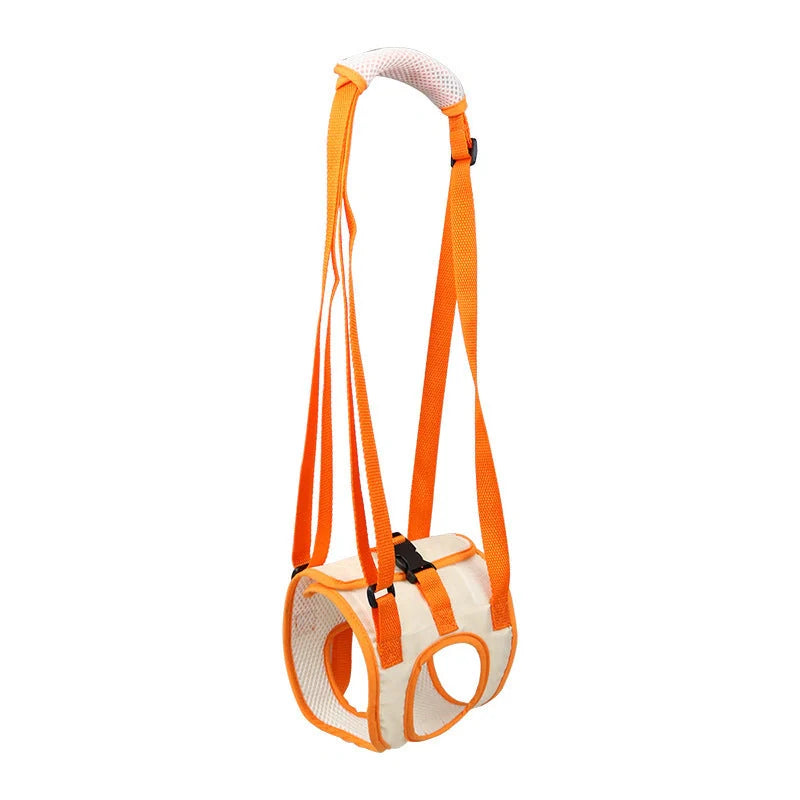 Adjustable dog lift harness in orange for senior and weak dogs with hind leg support