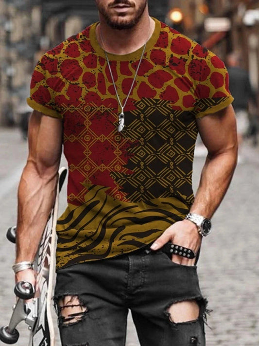 Men's cotton printed round neck short sleeve t-shirt in various colours