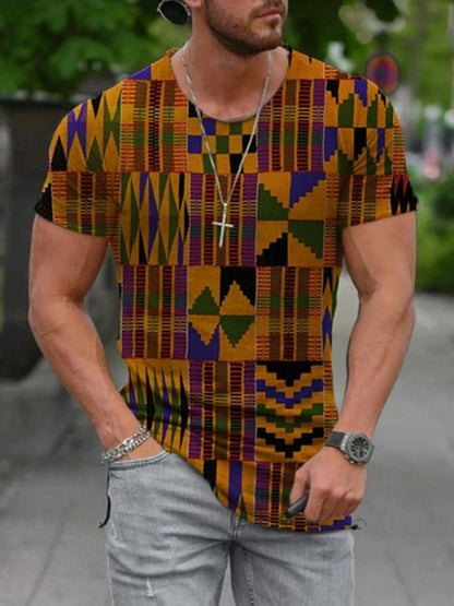 Men's cotton printed round neck short sleeve t-shirt in various colours