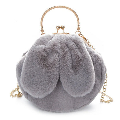 Stylish plush rabbit ear clip messenger bag in various colors
