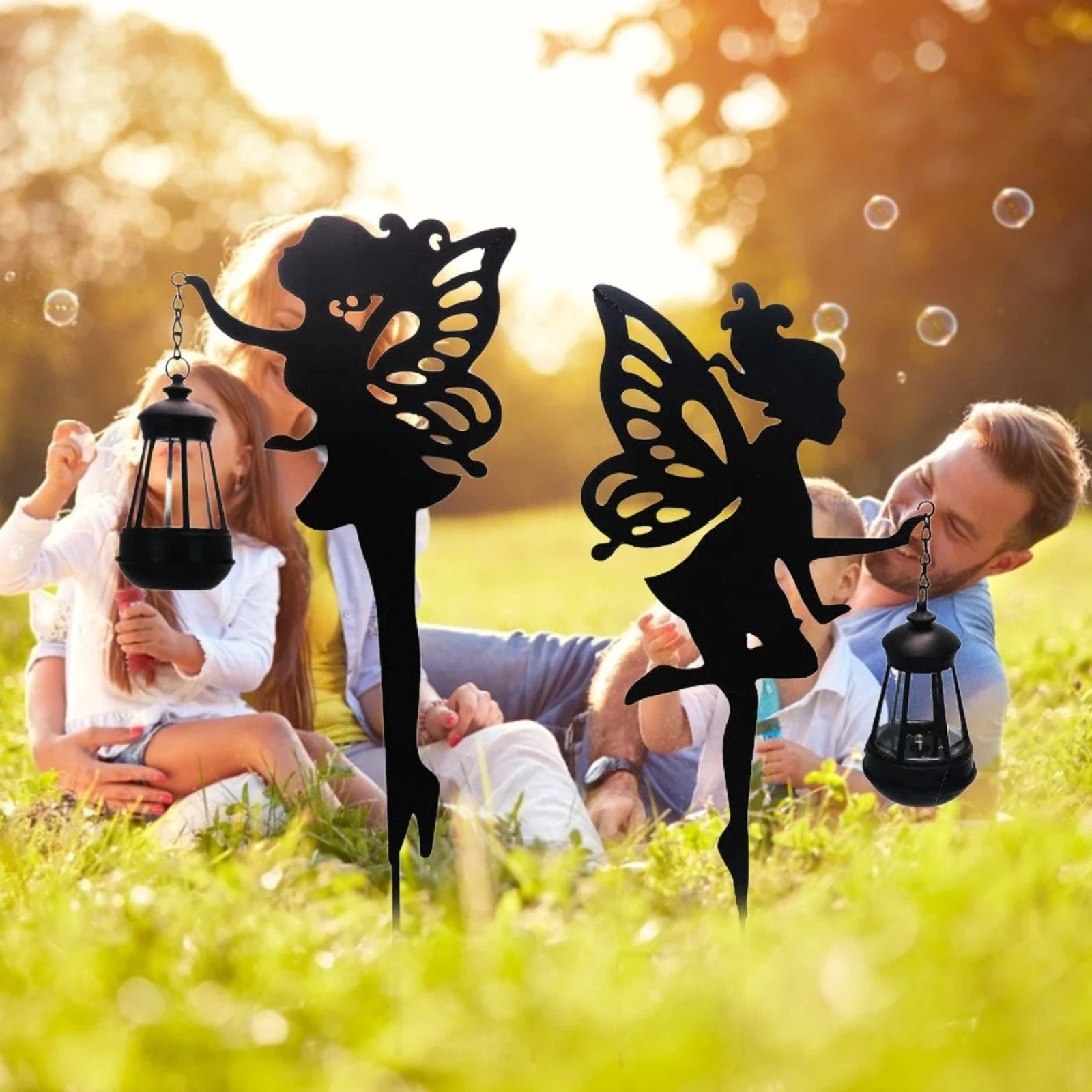 Elegant solar-powered garden lantern with classic fairy-tale design and automatic LED lighting