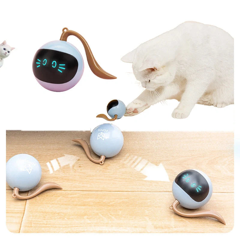 Interactive LED rotating ball for cats with automatic 360° motion and colourful lights