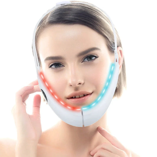 Multifunctional facial toning device with red infrared rays, blue light therapy, and vibration massage for skin rejuvenation