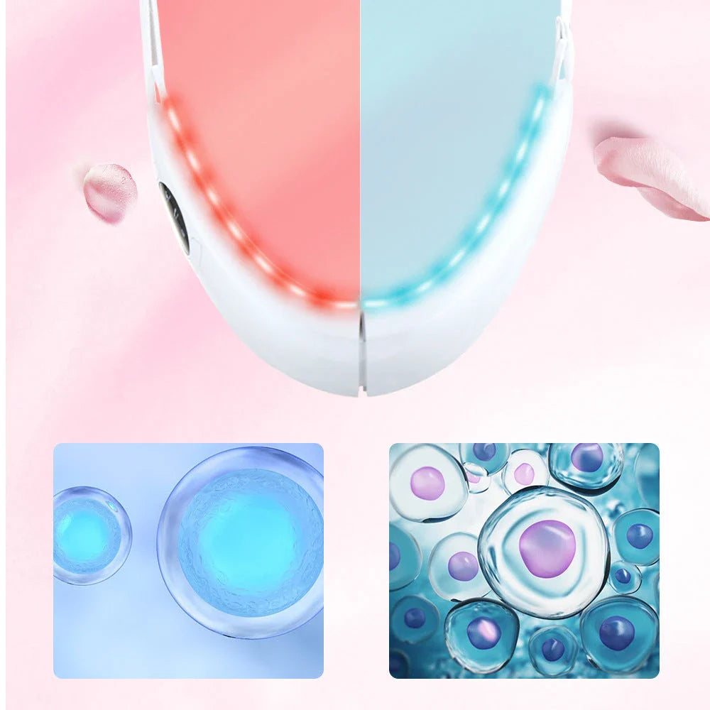 Multifunctional facial toning device with red infrared rays, blue light therapy, and vibration massage for skin rejuvenation