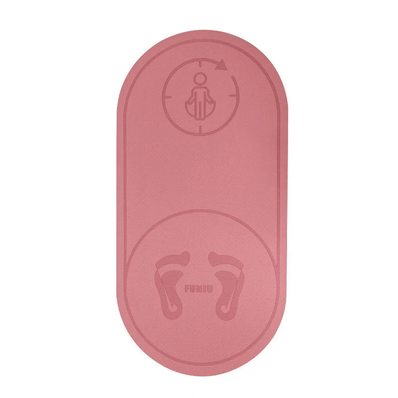 Double-sided TPE skipping mat in pink and grey, featuring anti-skid and shock-absorbing properties for indoor workouts