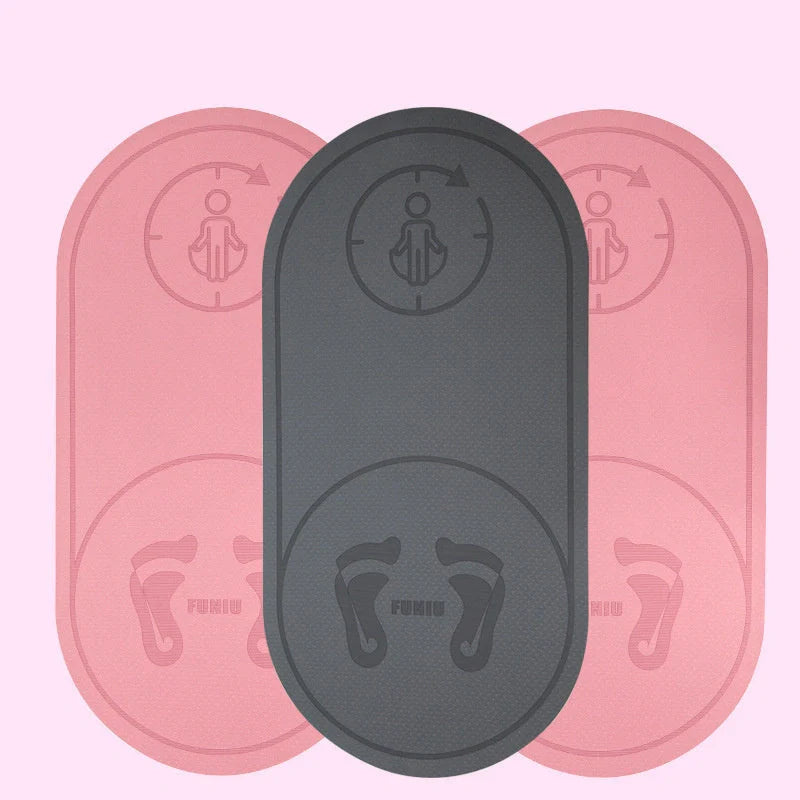 Double-sided TPE skipping mat in pink and grey, featuring anti-skid and shock-absorbing properties for indoor workouts