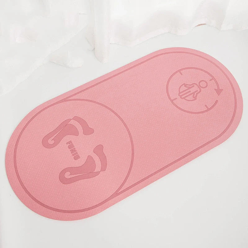 Double-sided TPE skipping mat in pink and grey, featuring anti-skid and shock-absorbing properties for indoor workouts