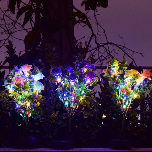 Captivating solar-powered outdoor flower lamps made of durable PVC with a beautiful carnation design, perfect for enhancing the ambiance of gardens, patios, and other outdoor living spaces.