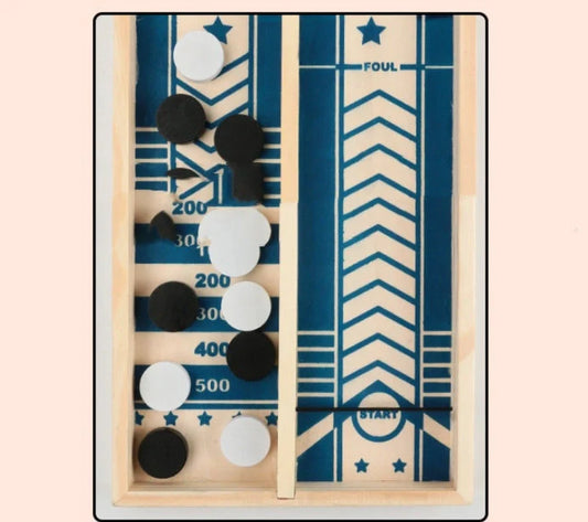 Pinball Ice Hockey Board Game with wooden structure and penalty cards